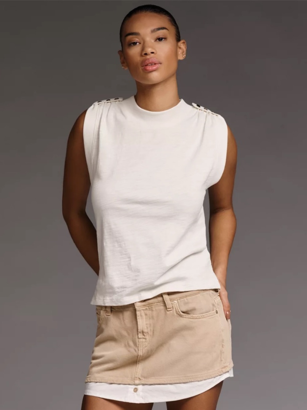 NWT Nation Los Angeles Mikka Buttoned-Shoulder Tank MSRP $135